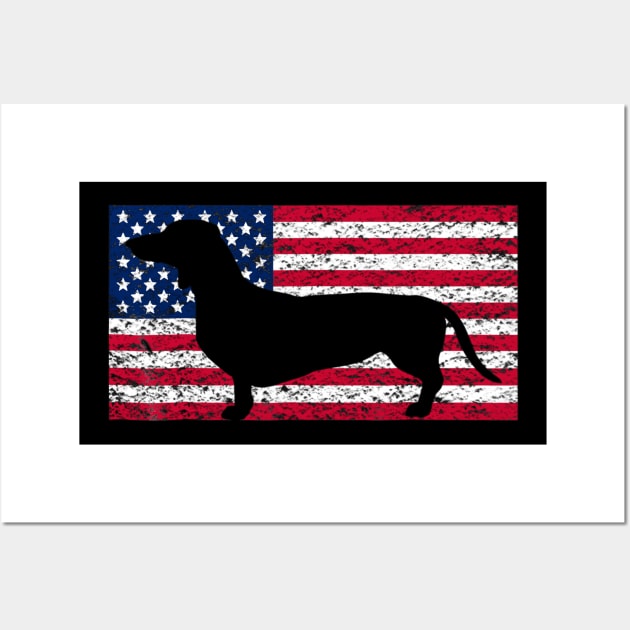 Dachshund American Flag 4th Of July Wall Art by Xamgi